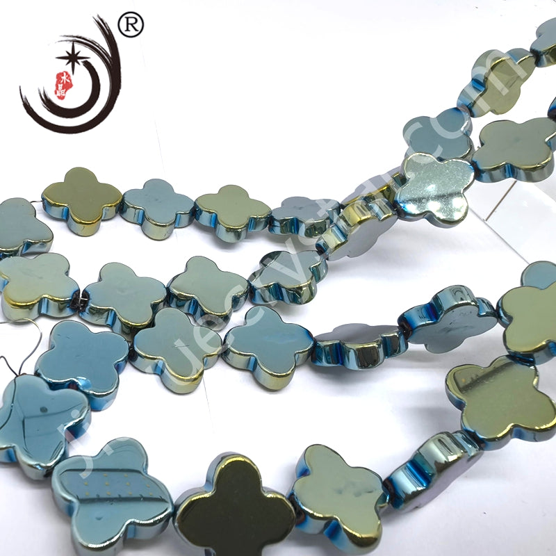 16mm Four Leaf Clover Shaped Crystal Glass Beads Wholesale, Suitable for DIY Jewelry