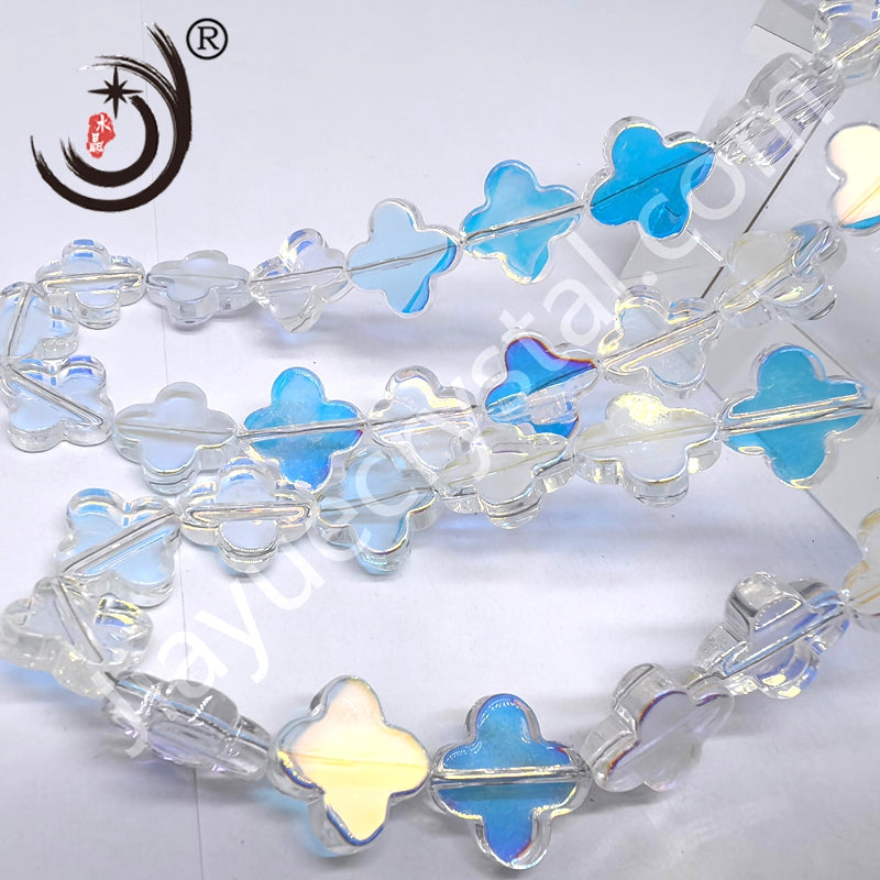 16mm Four Leaf Clover Shaped Crystal Glass Beads Wholesale, Suitable for DIY Jewelry