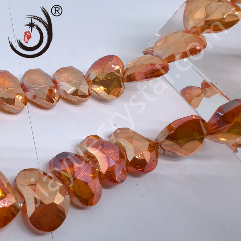 16MM Heart Shape Crystal Glass Beads Whole Sale For DIY Jewelry
