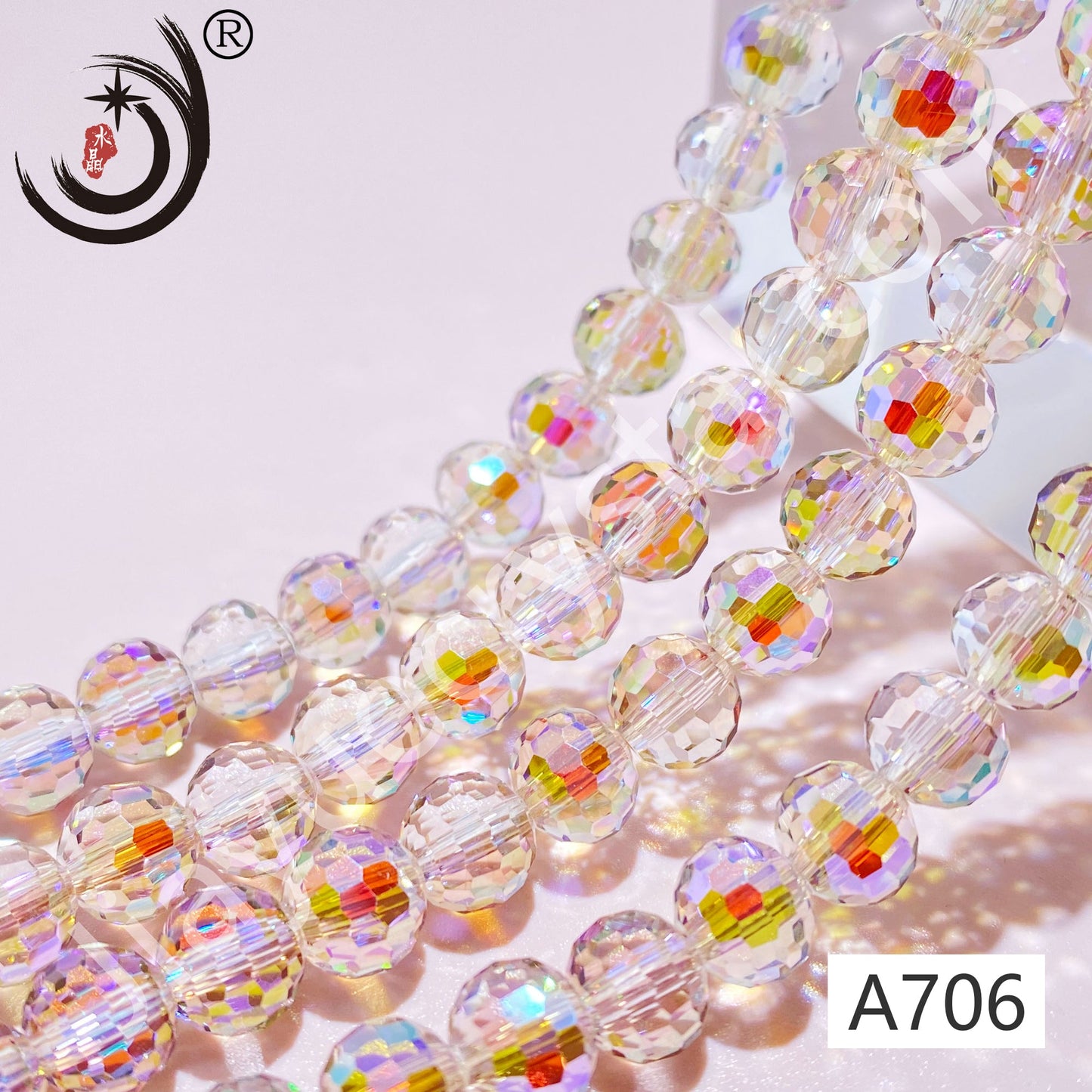 8MM 96 Faceted Round Crystal Glass Beads disco ball Wholesale For DIY Jewelry(10093)