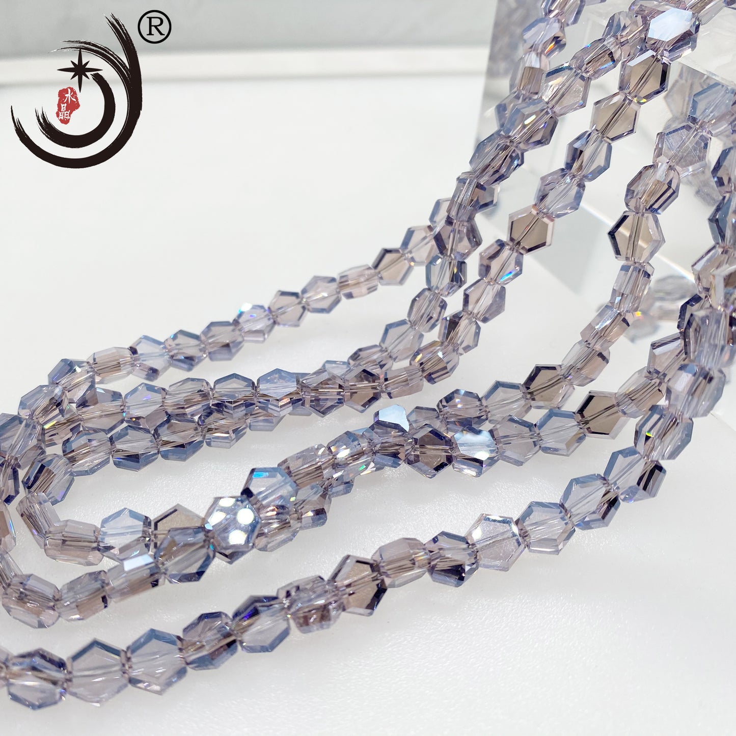 4MM/6MM/8MM Hexagonal Shape  Ctystal Glass Beads Whole Sale For DIY Jewelry (20007)