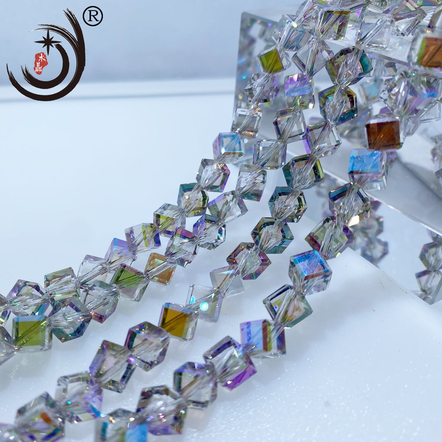 8MM Diagonal square Beads Glass Crystal Beads Wholesale For DIY Jewelry （10036）