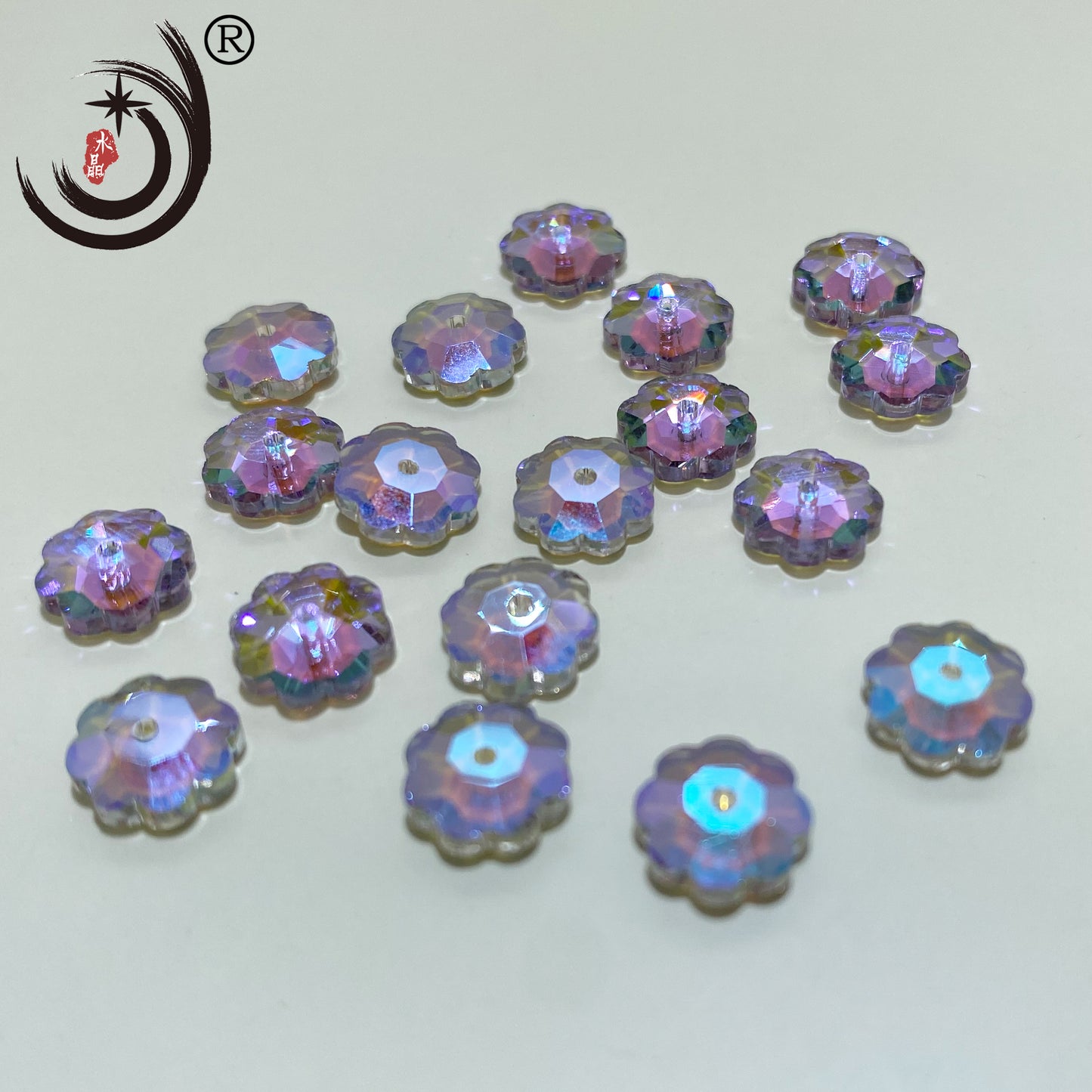 8MM Plum Blossom Middle Hole Glass Crystal Beads Wholesale For DIY Jewelry (40033)