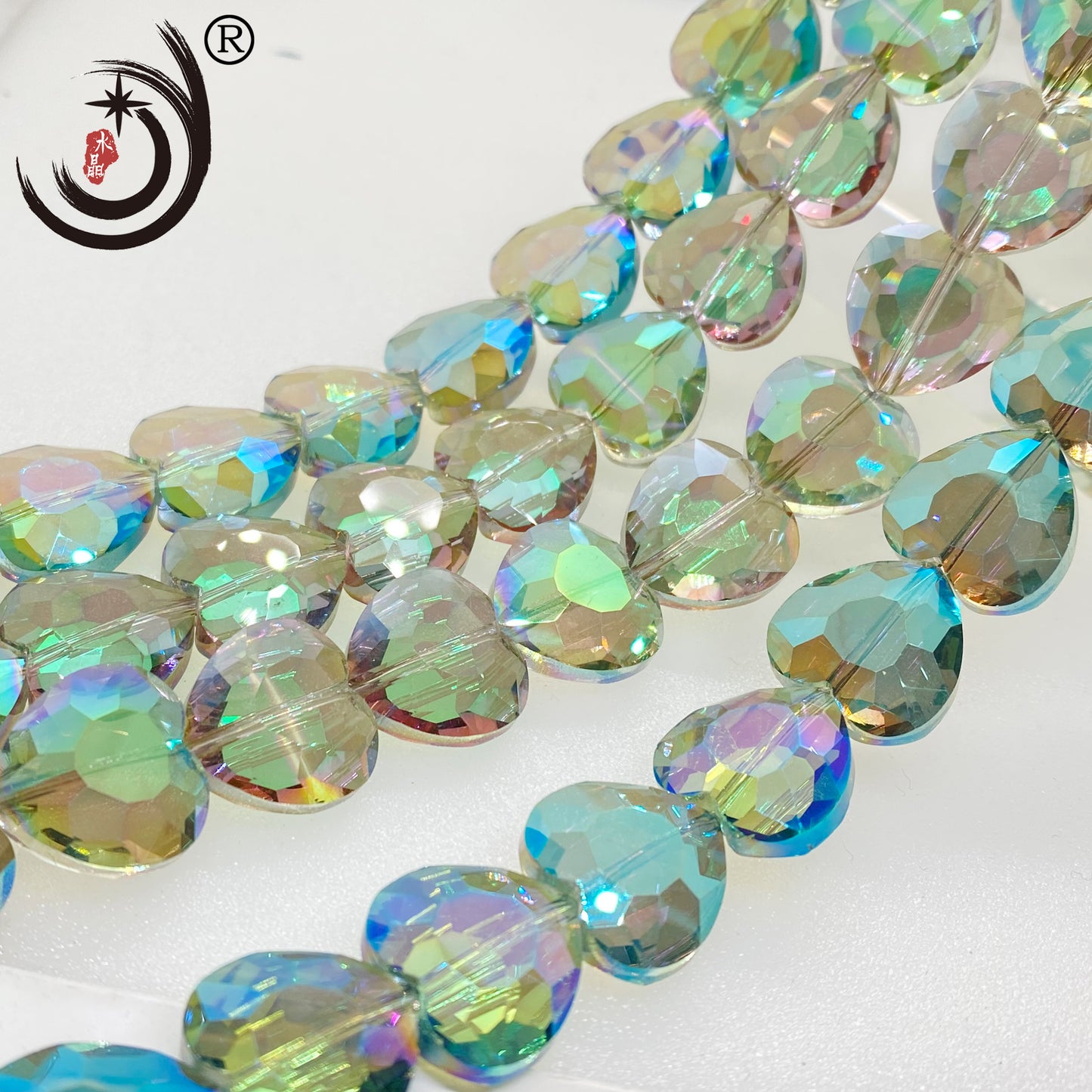 16MM/32MM Faceted Heart Shape Glass Crystal Beads Wholesale For DIY Jewelry (19500)