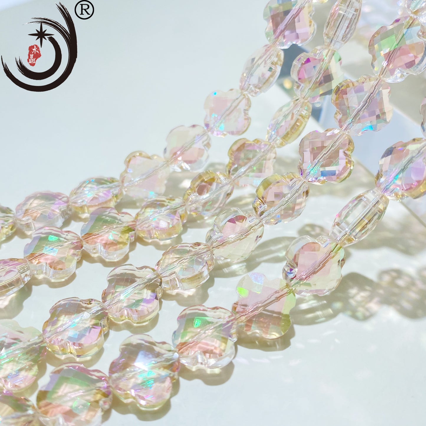 12MM Four-leaf Clover Shape Beads Crystal Glass Beads Wholesale For DIY Jewelry （10180）