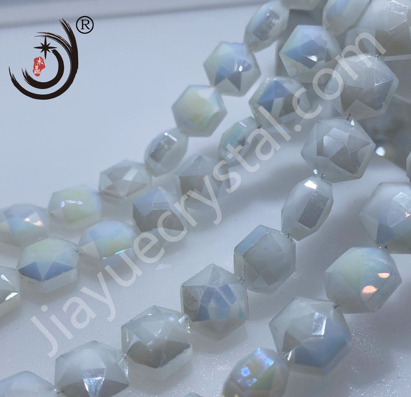 12MM Hexagonal Shape Crystal Glass Beads Whole Sale For DIY Jewelry (50066)