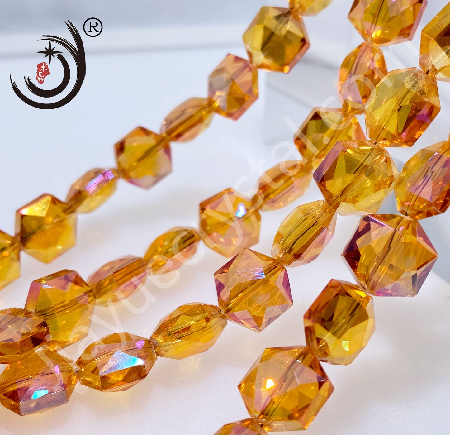 12MM Hexagonal Shape Crystal Glass Beads Whole Sale For DIY Jewelry (50066)