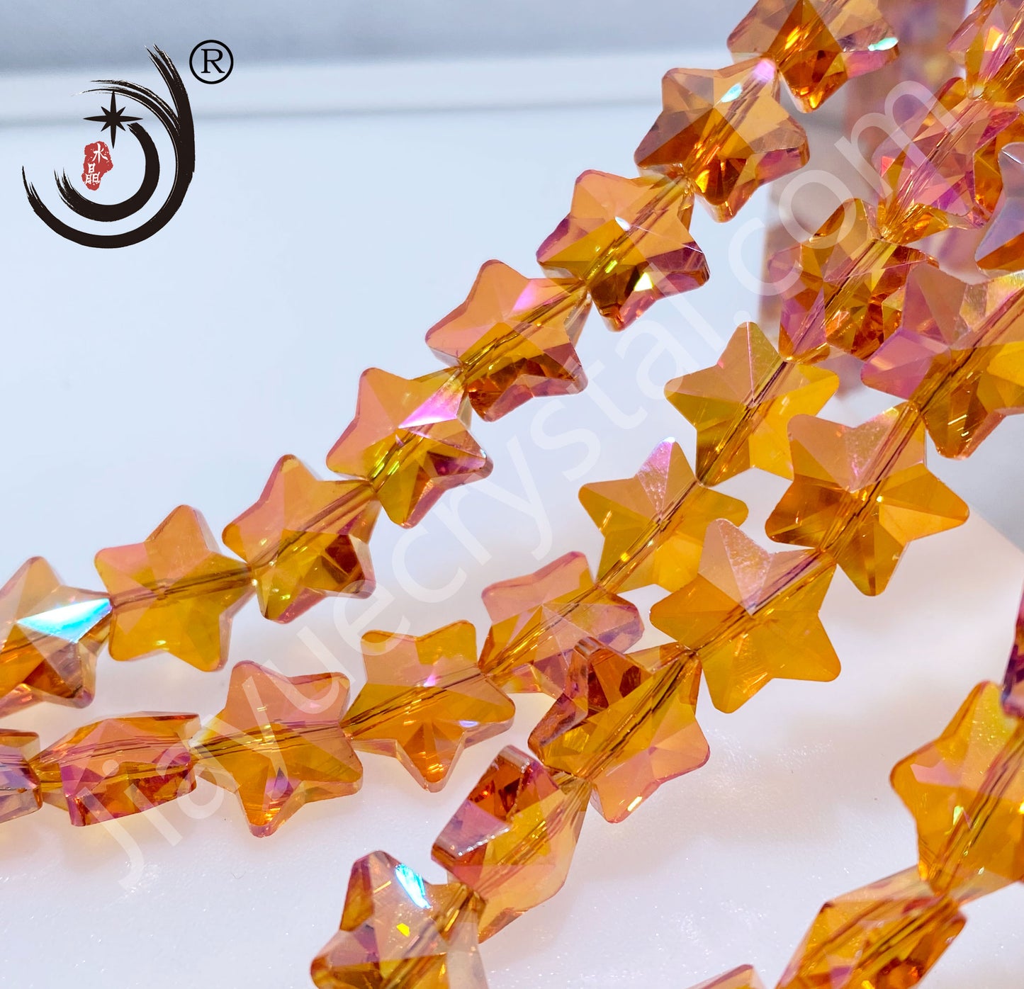 14MM Cross Hole Star Shape Crystal Glass Beads Whole Sale For DIY Jewelry (50058)