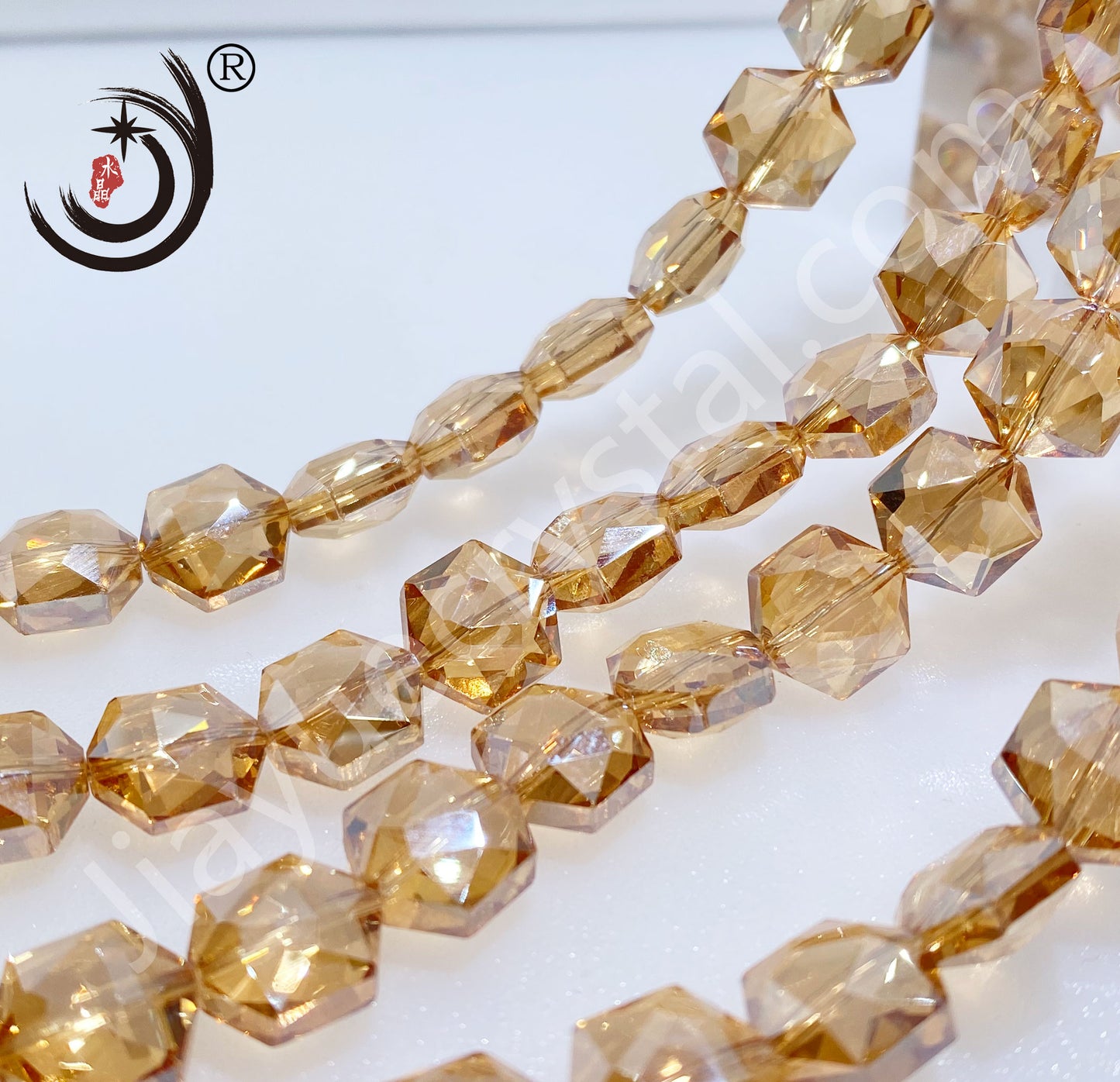 12MM Hexagonal Shape Crystal Glass Beads Whole Sale For DIY Jewelry (50066)