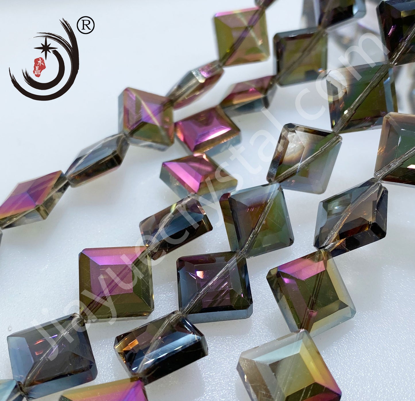 14MM Diagonal Square Flat Beads Glass Crystal Beads Wholesale For DIY Jewelry (10038)