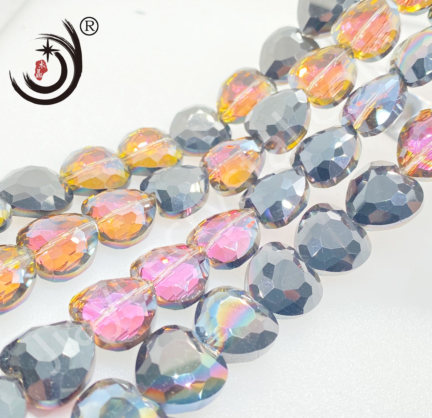 16MM/32MM Faceted Heart Shape Glass Crystal Beads Wholesale For DIY Jewelry (19500)