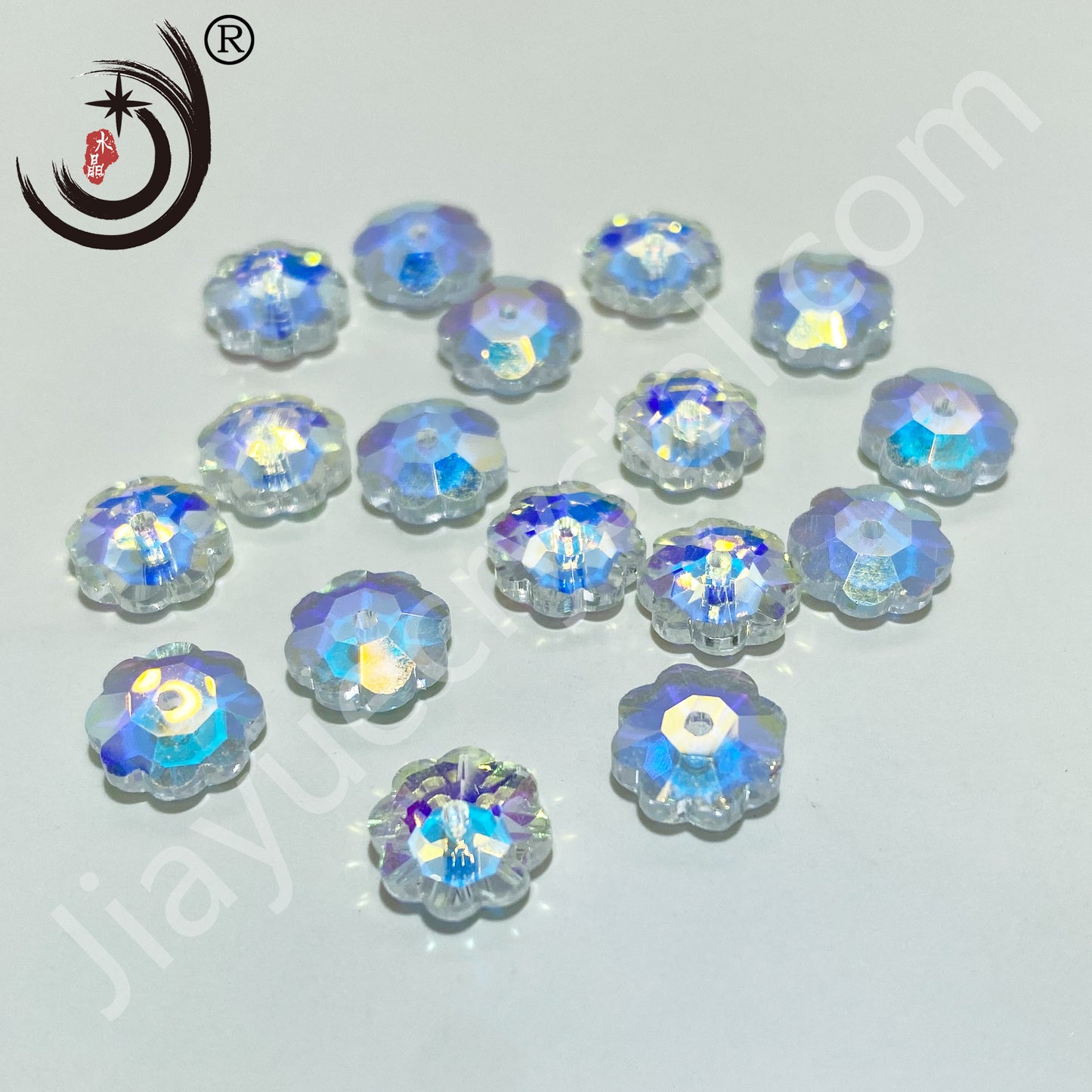 8MM Plum Blossom Middle Hole Glass Crystal Beads Wholesale For DIY Jewelry (40033)