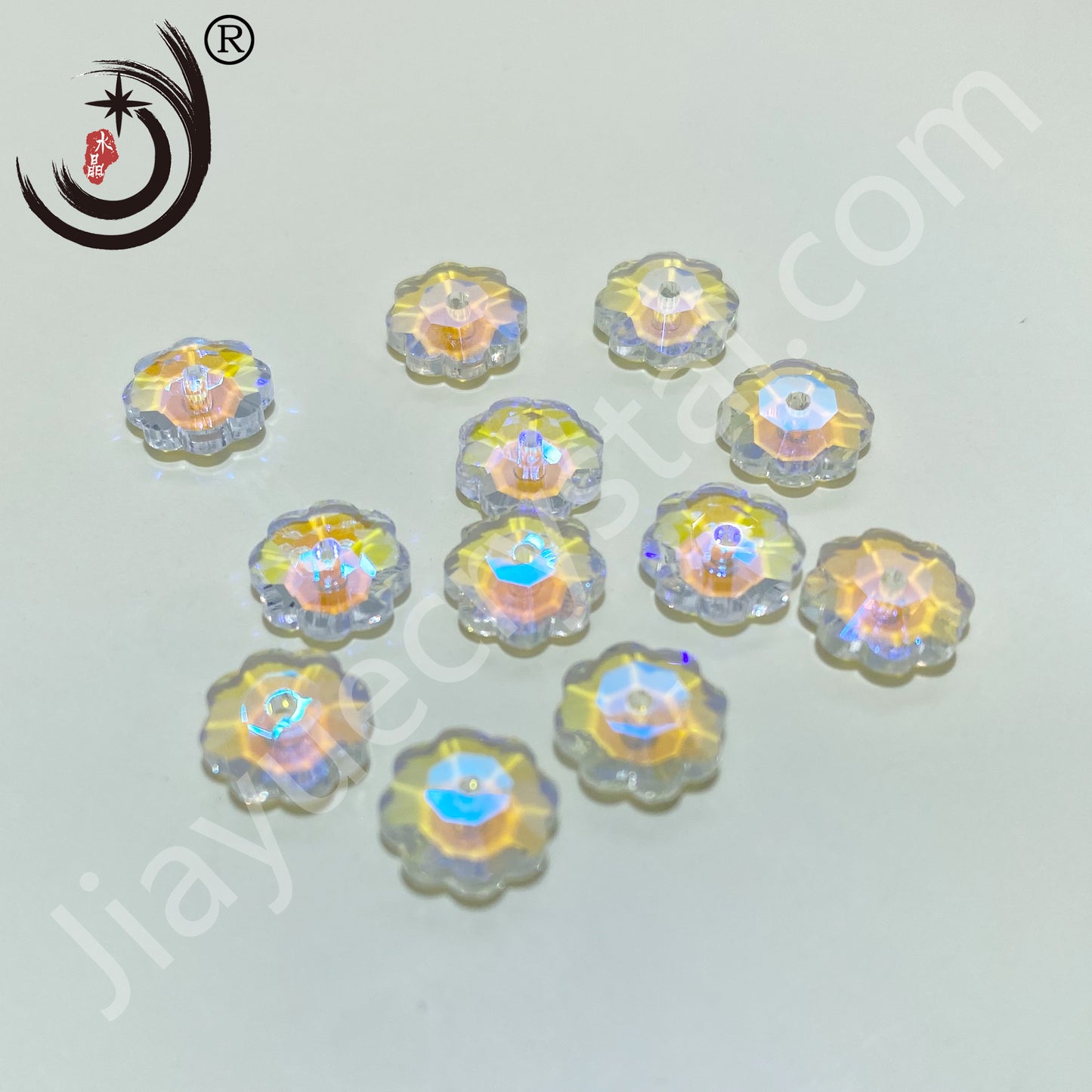 8MM Plum Blossom Middle Hole Glass Crystal Beads Wholesale For DIY Jewelry (40033)