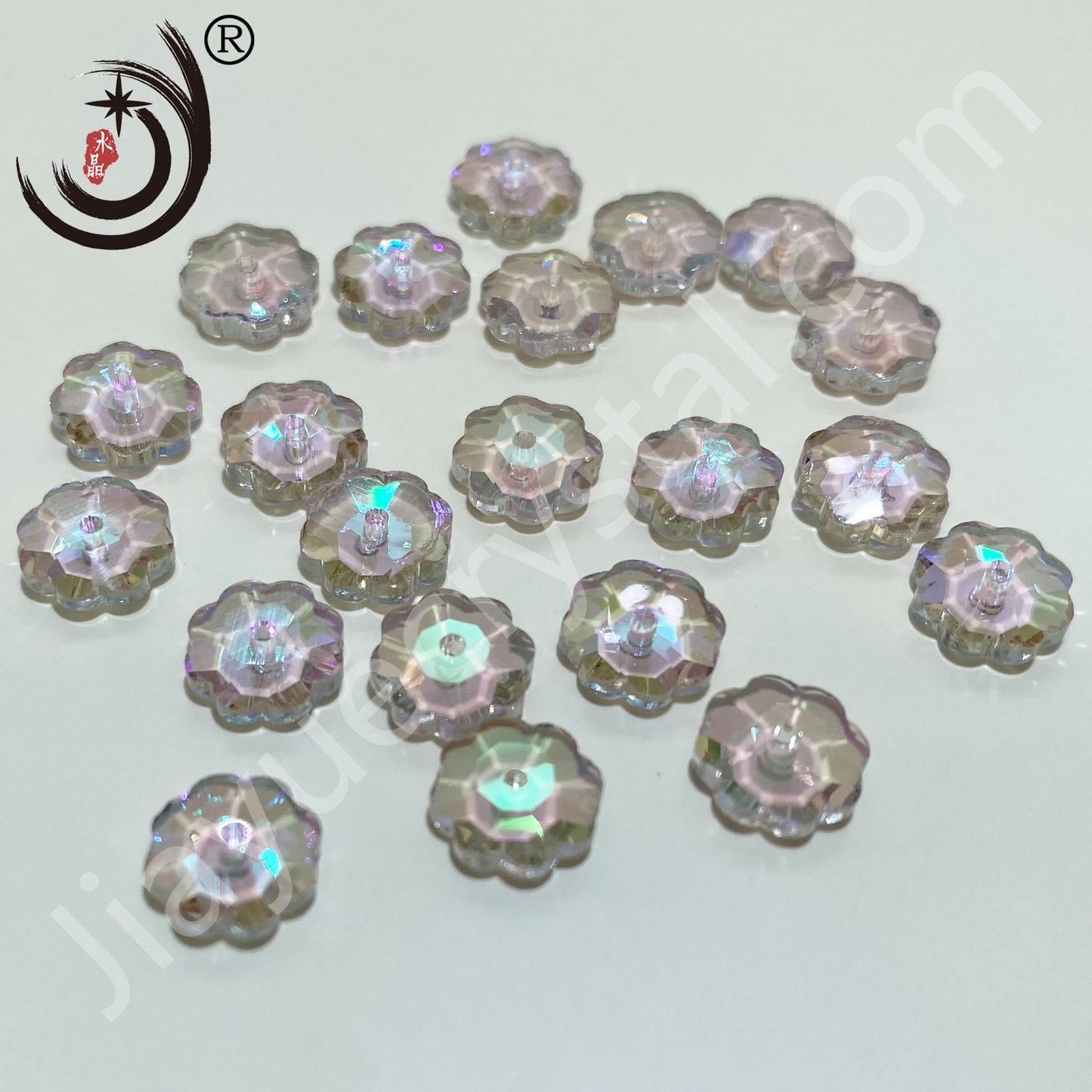 8MM Plum Blossom Middle Hole Glass Crystal Beads Wholesale For DIY Jewelry (40033)