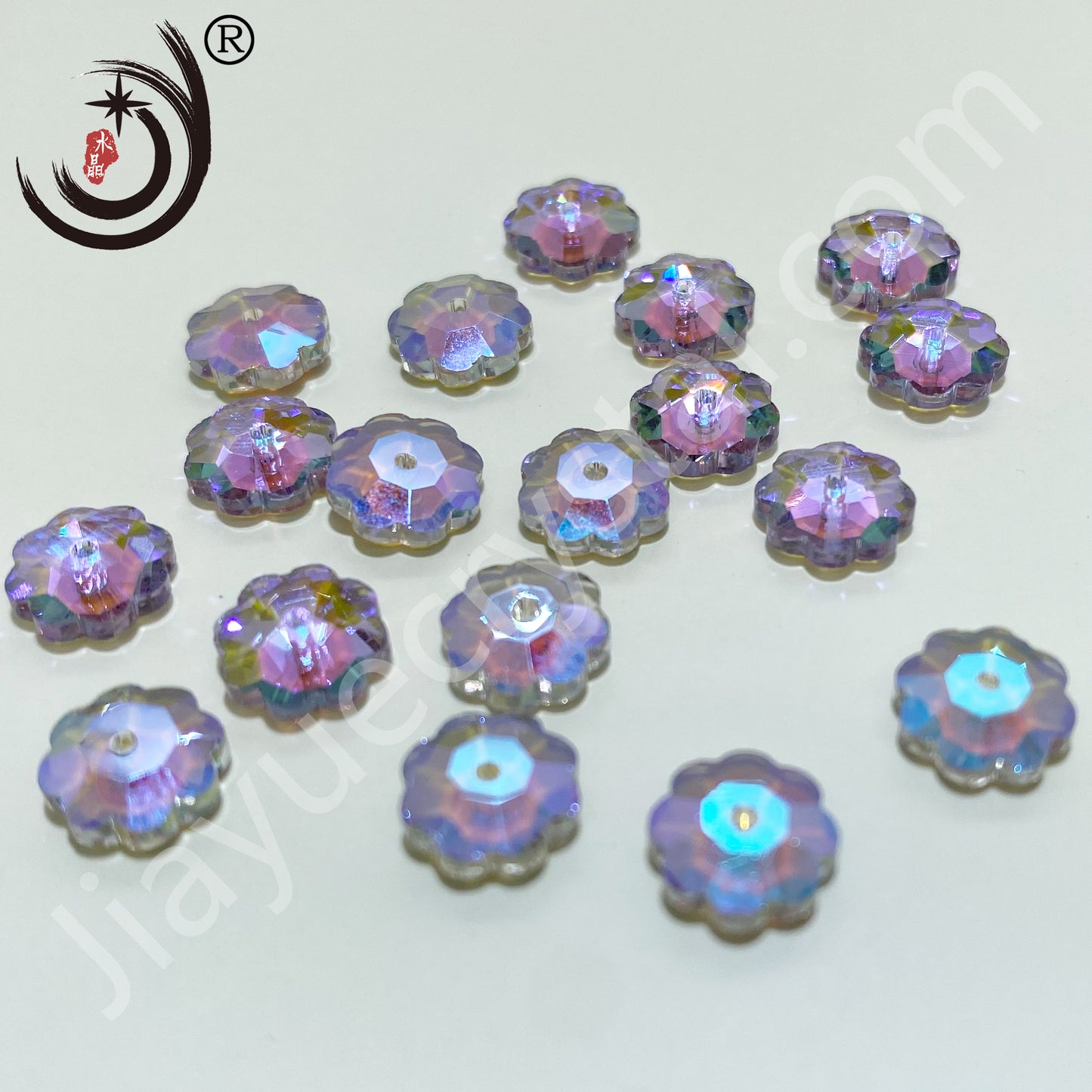 8MM Plum Blossom Middle Hole Glass Crystal Beads Wholesale For DIY Jewelry (40033)