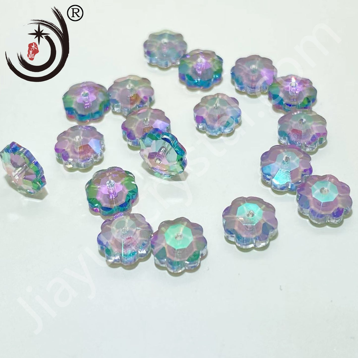 8MM Plum Blossom Middle Hole Glass Crystal Beads Wholesale For DIY Jewelry (40033)